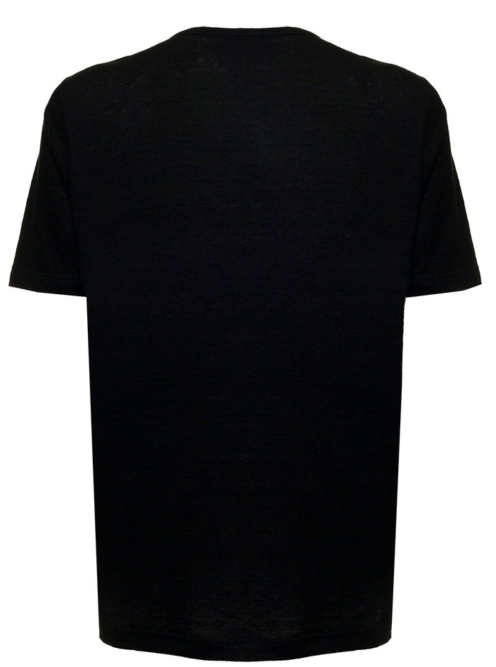 Black Short Sleeved Linen T-Shirt Tshirts And Polo Shirts