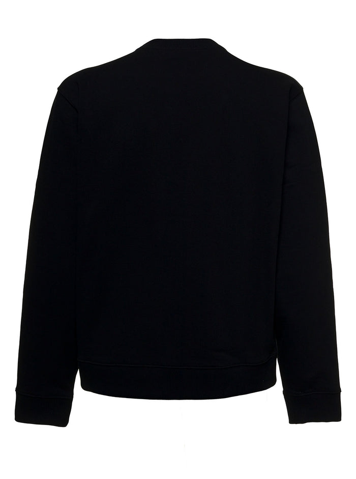 Black Cotton Sweatshirt With Tiger Print Sweatshirts