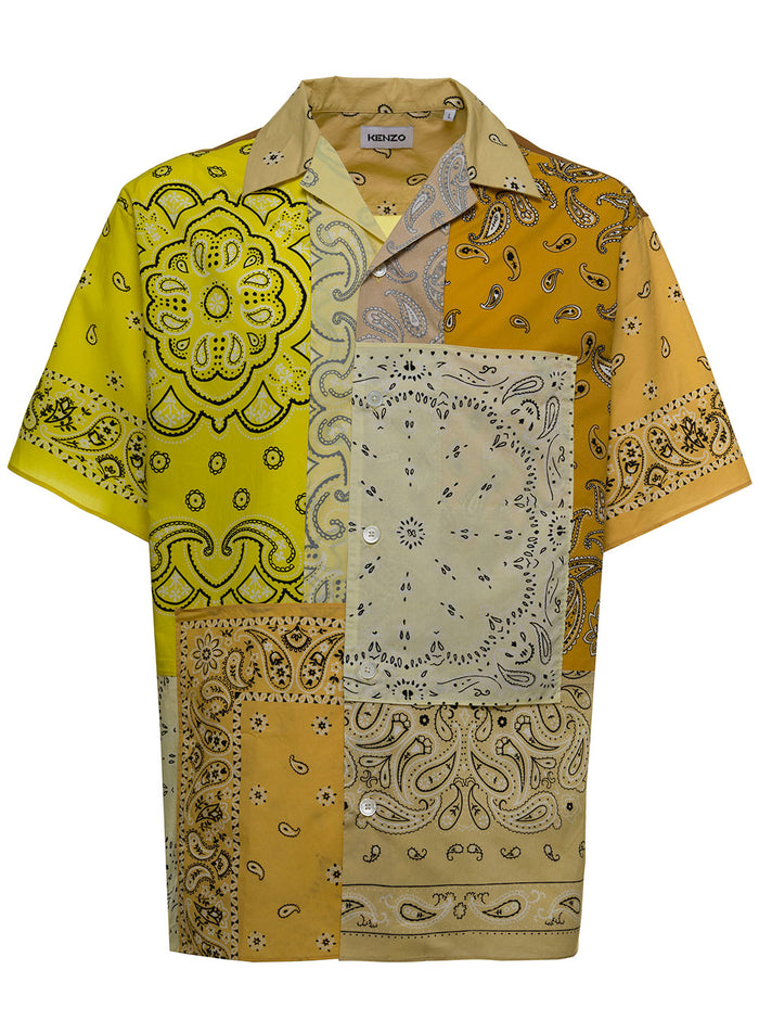 Patchwotk Bandana Cotton Shirt Yellow And Blouses