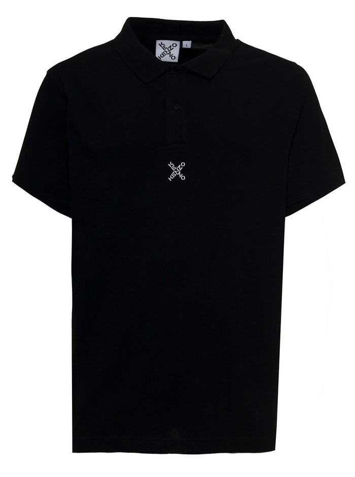 Black Cotton Polo Shirt With Logo Tshirts And