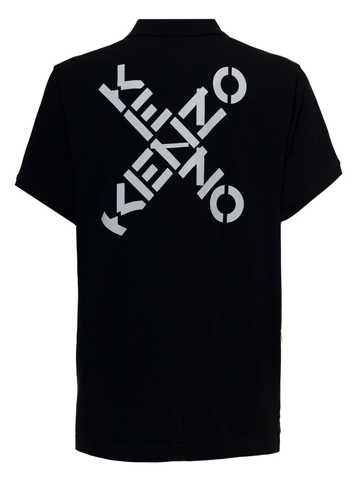 Black Cotton Polo Shirt With Logo Tshirts And