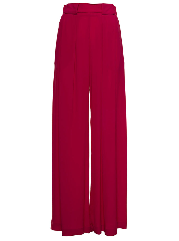 Wide Aspen Pants Fuxia Acetate Silk Trousers