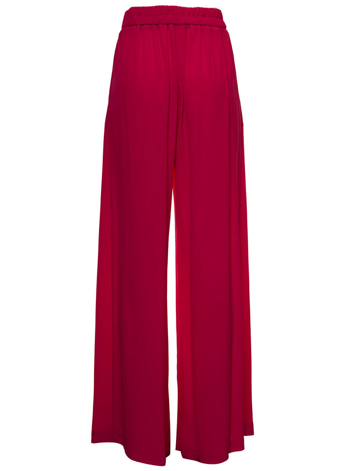 Wide Aspen Pants Fuxia Acetate Silk Trousers