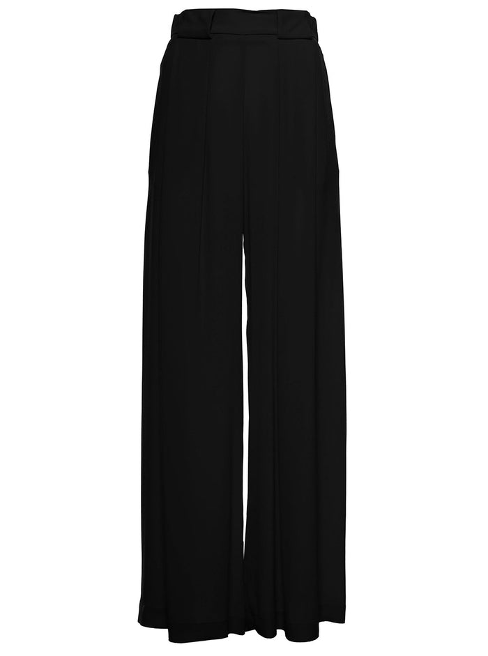 Wide Aspen Pants Black Acetate Silk Trousers