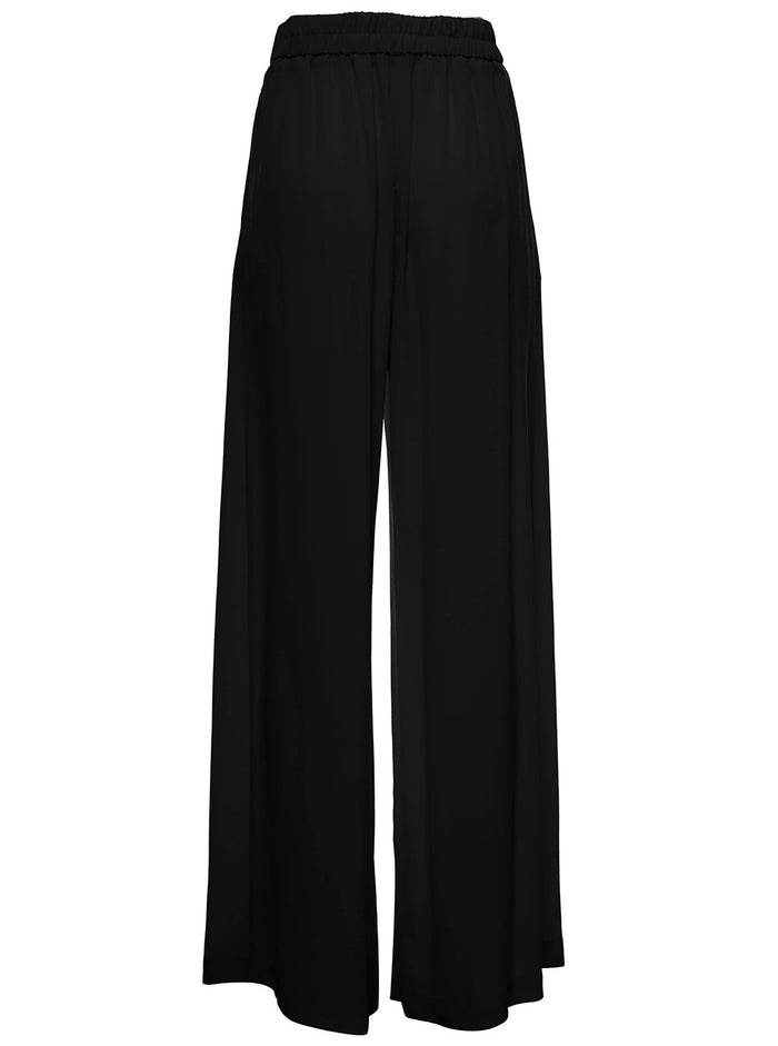 Wide Aspen Pants Black Acetate Silk Trousers