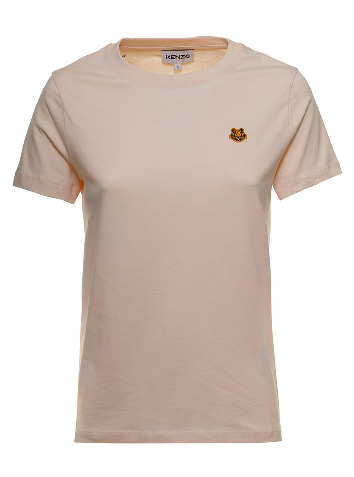 Pink Cotton T-Shirt With Logo Tshirts And Polo Shirts
