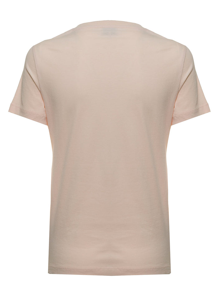 Pink Cotton T-Shirt With Logo Tshirts And Polo Shirts