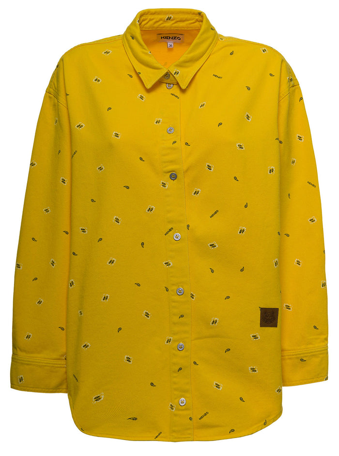 Yellow Bandana Printed Cotton Shirt Outerwear