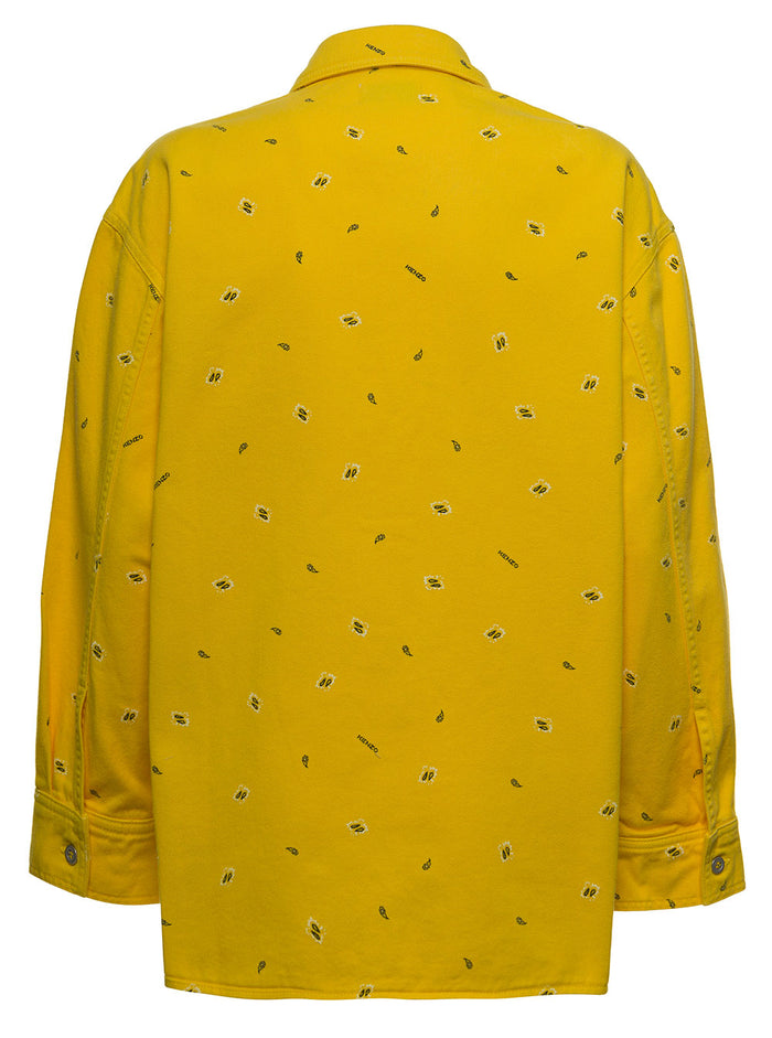 Yellow Bandana Printed Cotton Shirt Outerwear
