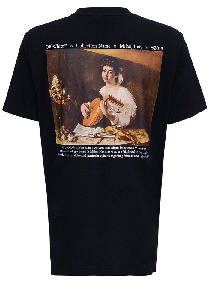 Black Jersey T-Shirt With Caravaggio Print Cotton Tshirts And Polo Shirts