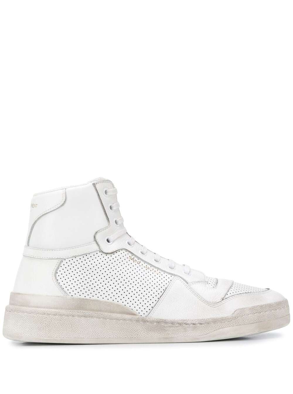 Saint Laurent Mans Sl24 High Top White Leather Sneakers Calf