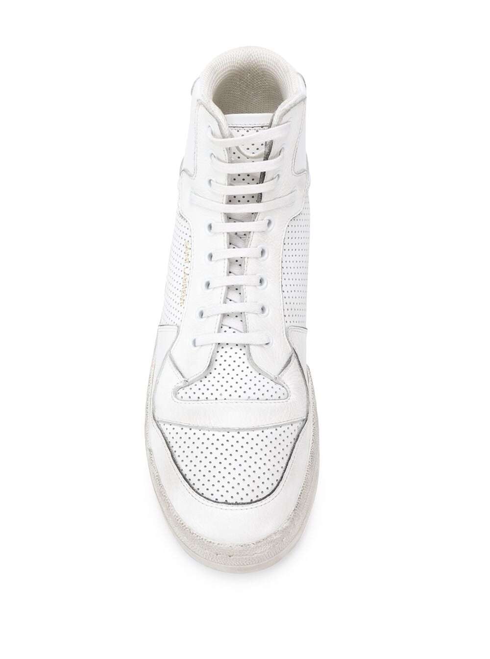 Saint Laurent Mans Sl24 High Top White Leather Sneakers Calf