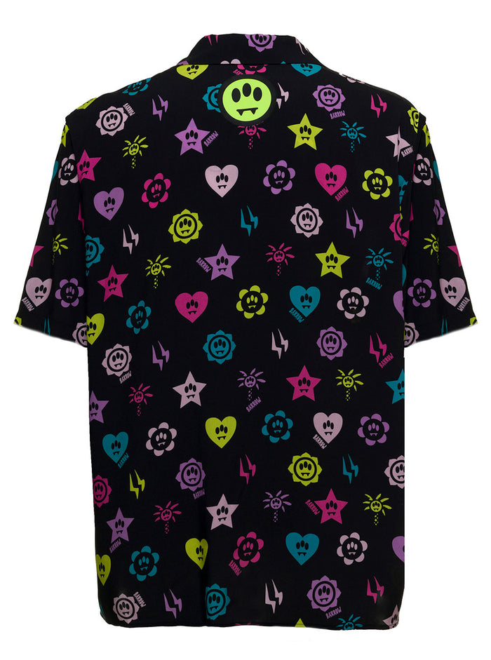 Multicolor Viscose Printed Shirt Black And Blouses