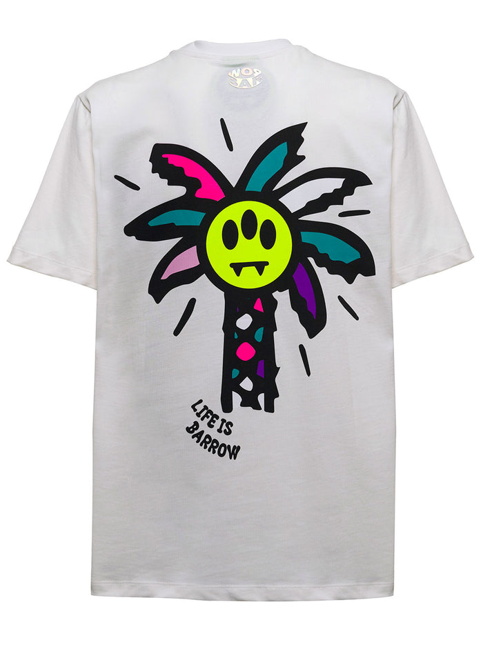 White Cotton T-Shirt With Logo Print Tshirts And Polo Shirts
