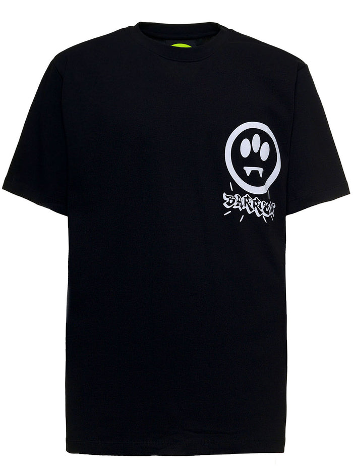 Black Cotton T-Shirt With Logo Print Tshirts And Polo Shirts