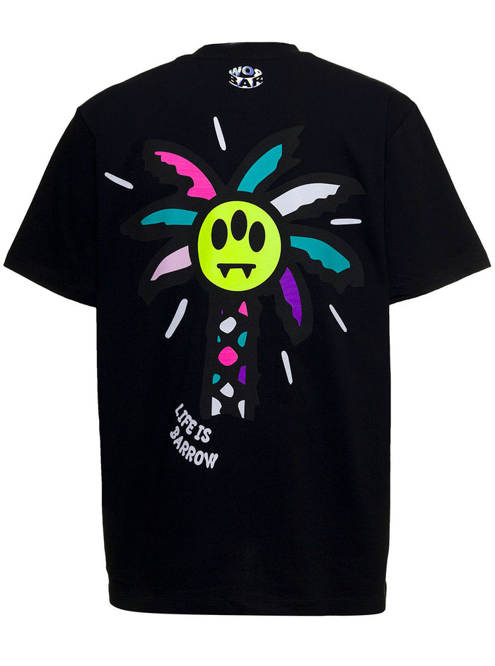 Black Cotton T-Shirt With Logo Print Tshirts And Polo Shirts