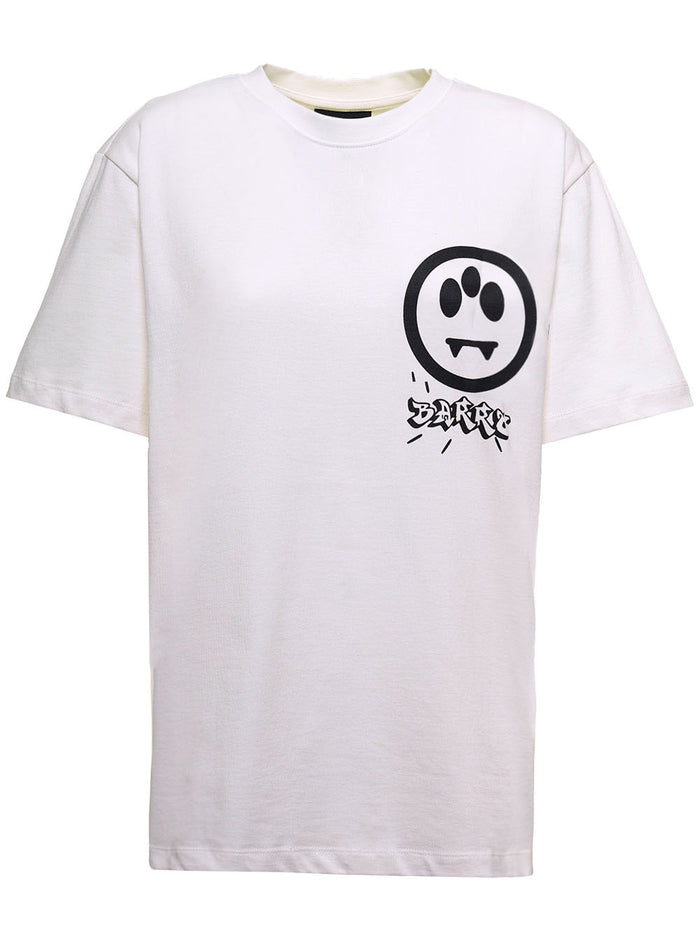 White Cotton T-Shirt With Logo Print Tshirts And Polo Shirts