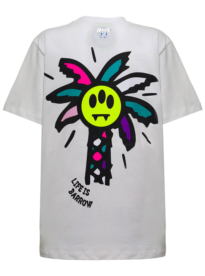 White Cotton T-Shirt With Logo Print Tshirts And Polo Shirts