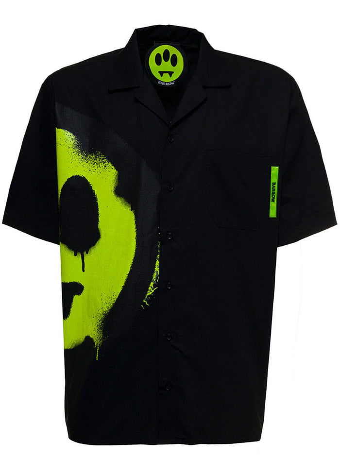 Black Cotton Poplin Shirt With Logo Print And Blouses