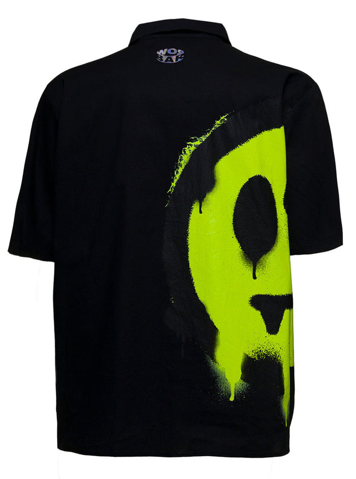 Black Cotton Poplin Shirt With Logo Print And Blouses