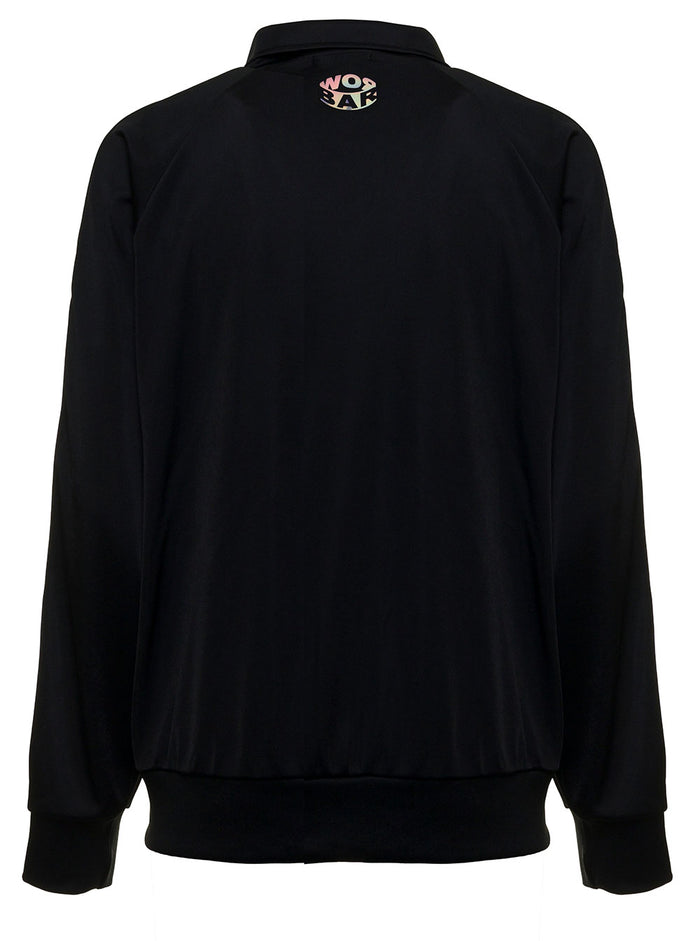 Black Triacetate Sweatshirt With Logo Polyester Sweatshirts