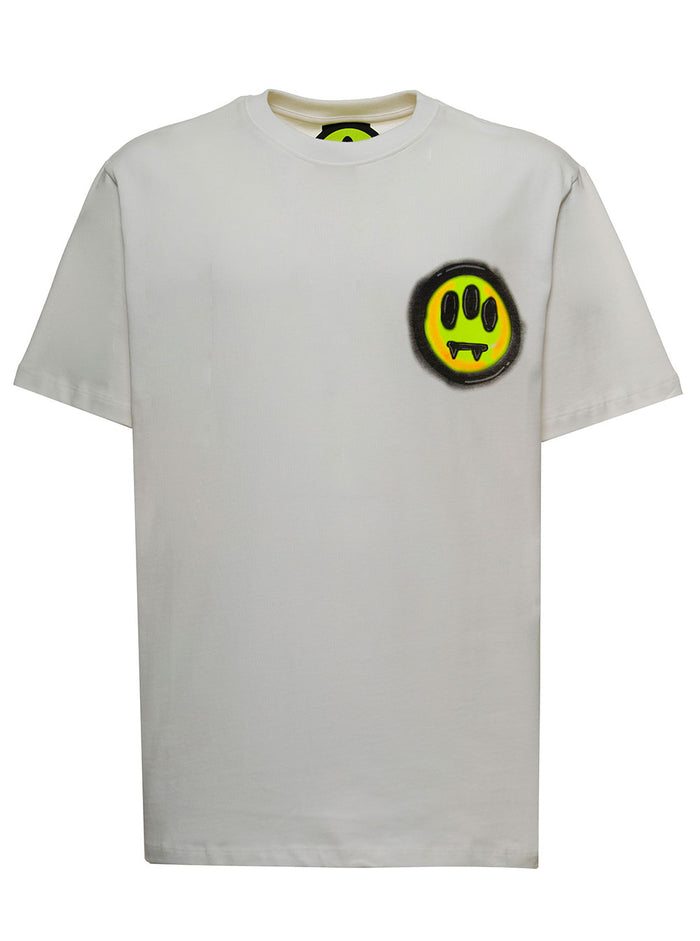 White Cotton T-Shirt With Logo Print Tshirts And Polo Shirts