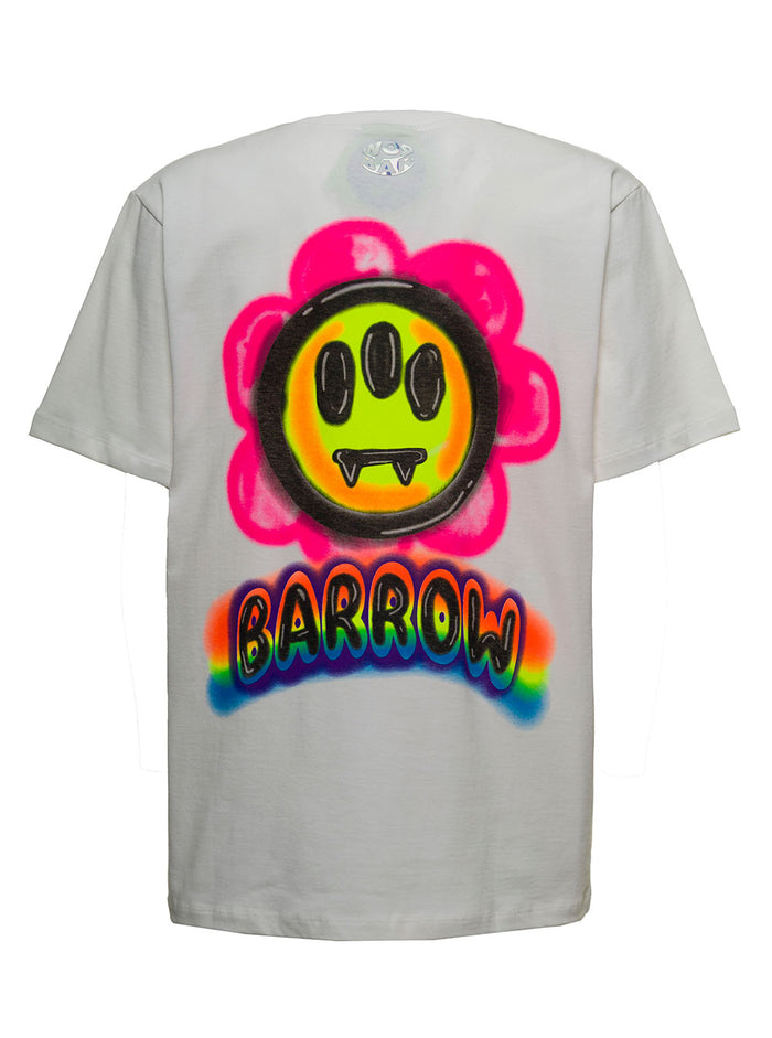 White Cotton T-Shirt With Logo Print Tshirts And Polo Shirts