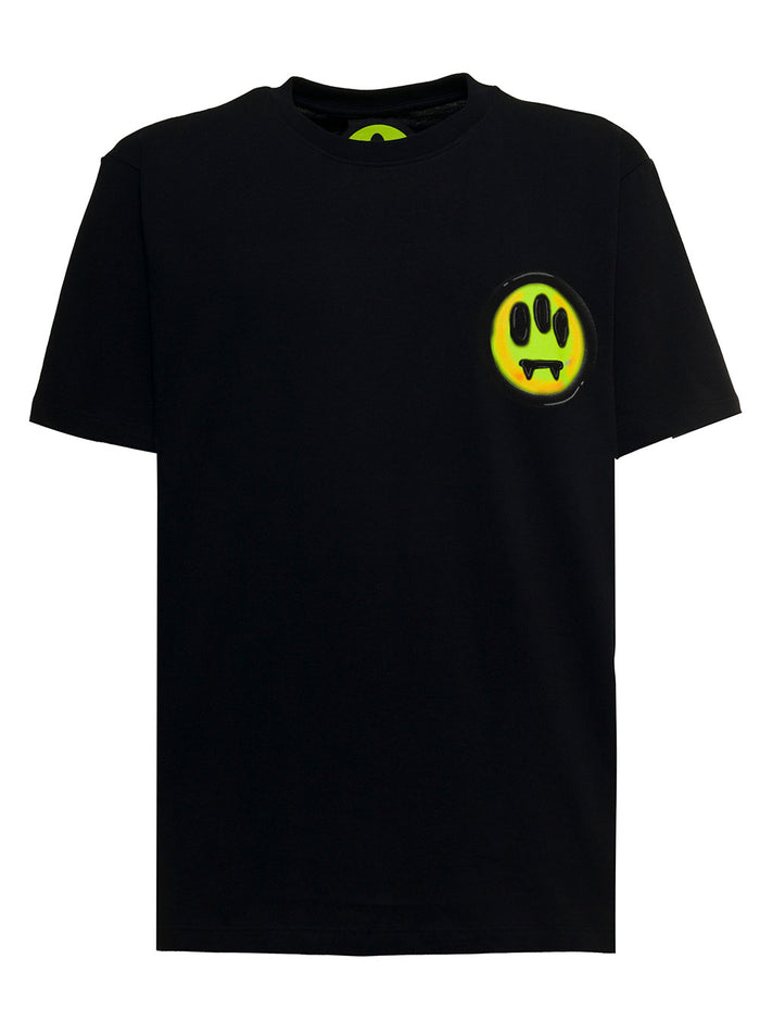 Black Cotton T-Shirt With Logo Print Tshirts And Polo Shirts