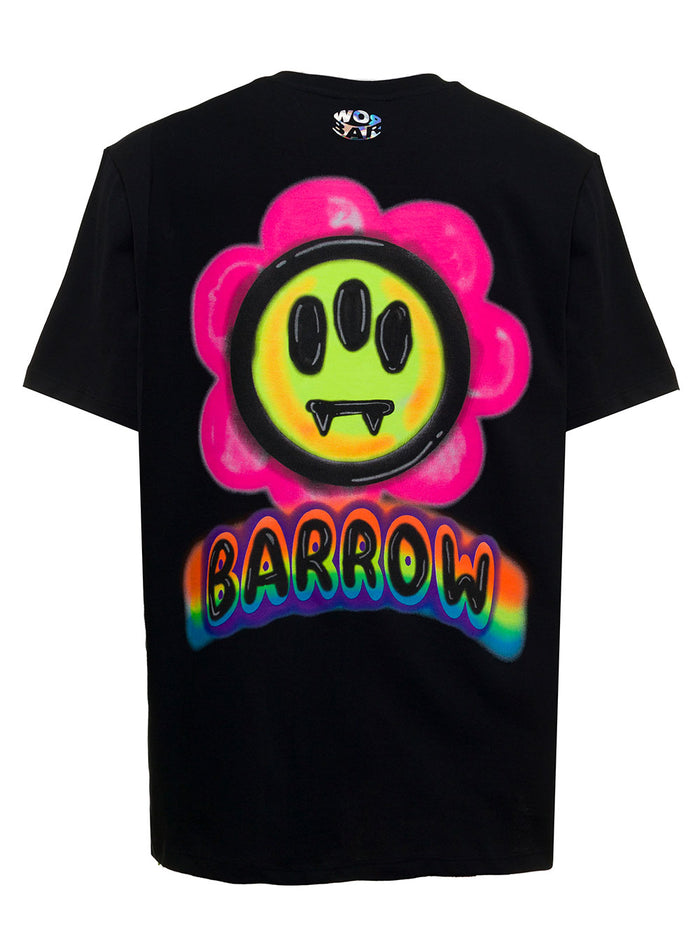 Black Cotton T-Shirt With Logo Print Tshirts And Polo Shirts