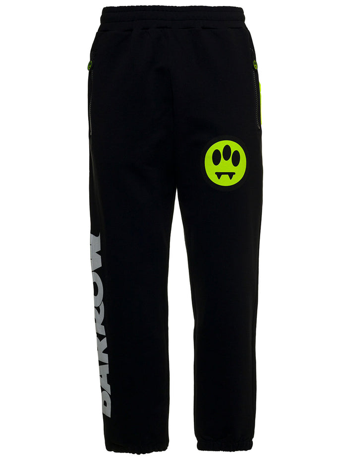 Black Cotton Joggers With Logo Print Trousers
