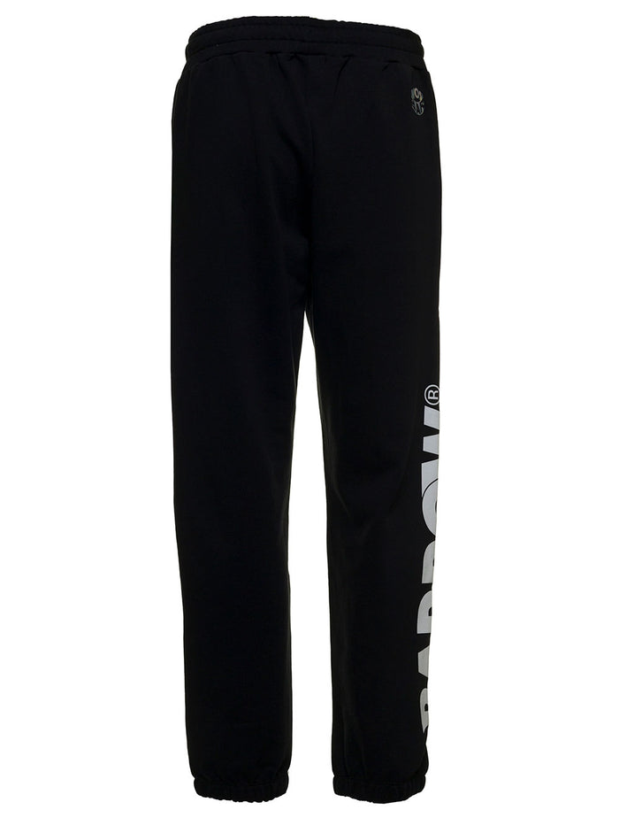 Black Cotton Joggers With Logo Print Trousers
