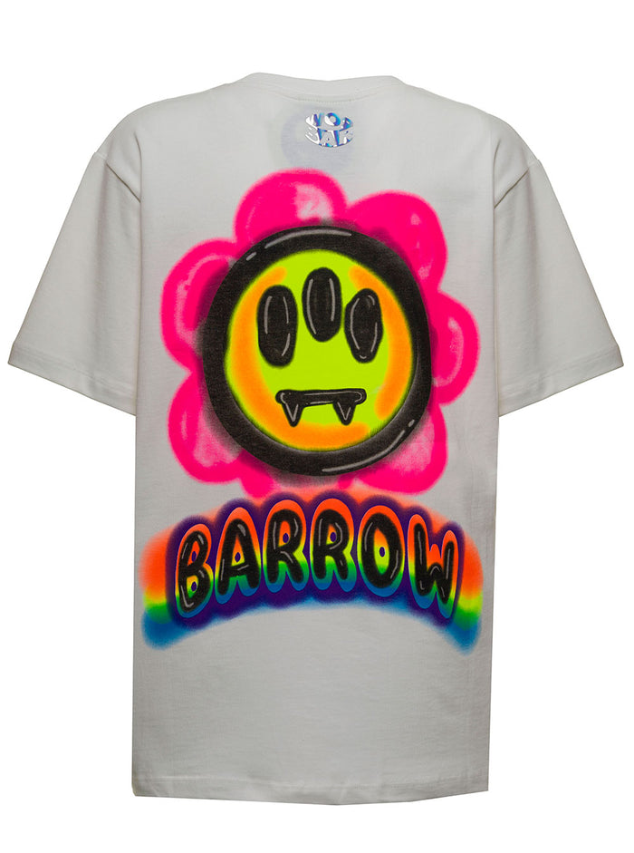 White Cotton T-Shirt With Logo Print Sweatshirts