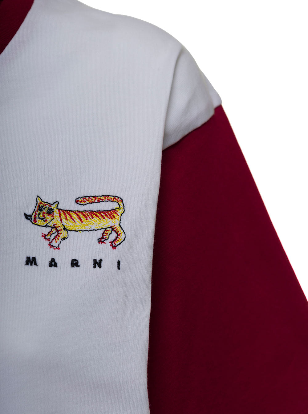 Bicolor Cotton T-Shirt With Logo White Tshirts And Polo Shirts
