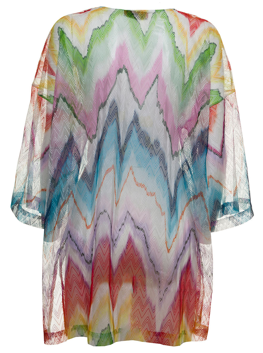 Multicolour Zigzag-Pattern Kaftan Voile Polyester Shirts And Blouses