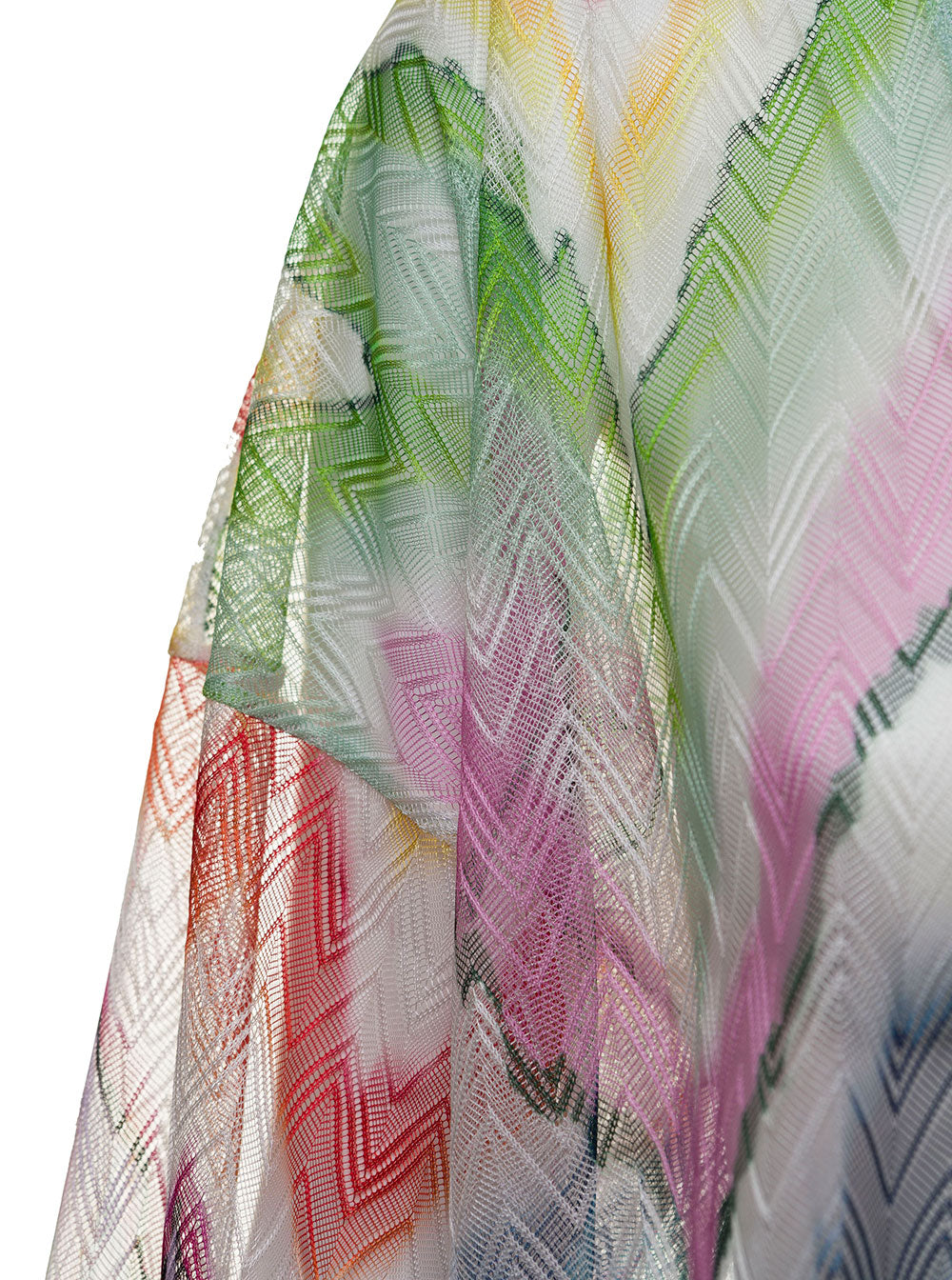 Multicolour Zigzag-Pattern Kaftan Voile Polyester Shirts And Blouses