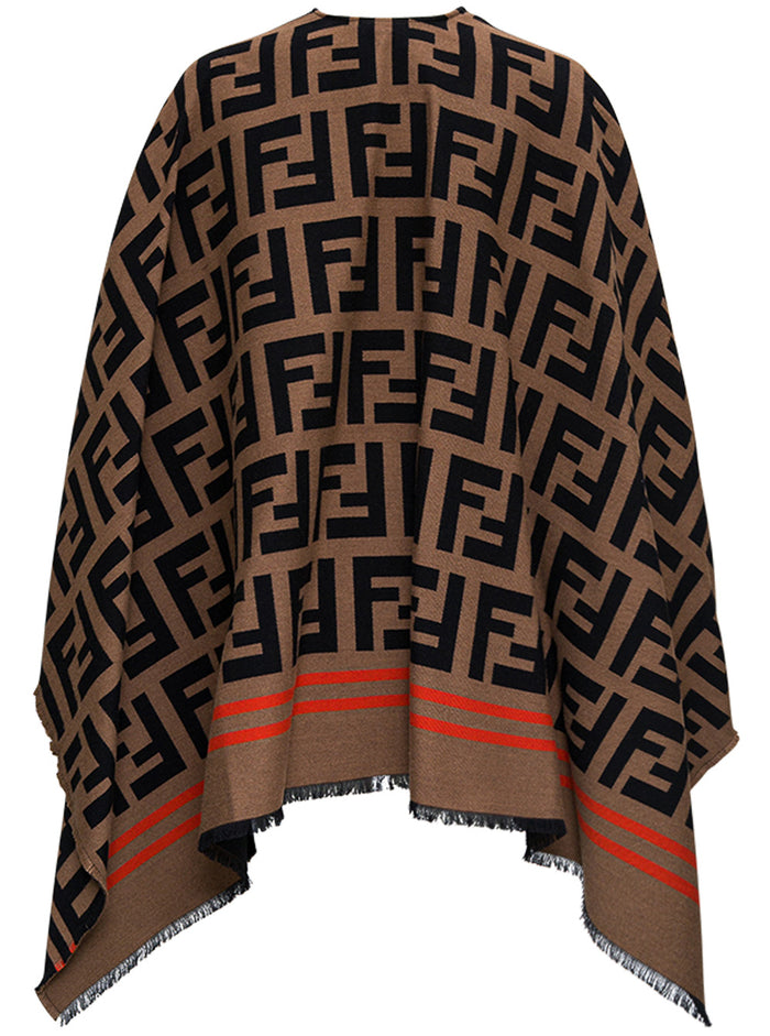 Wool And Silk Ff Poncho Brown Coat