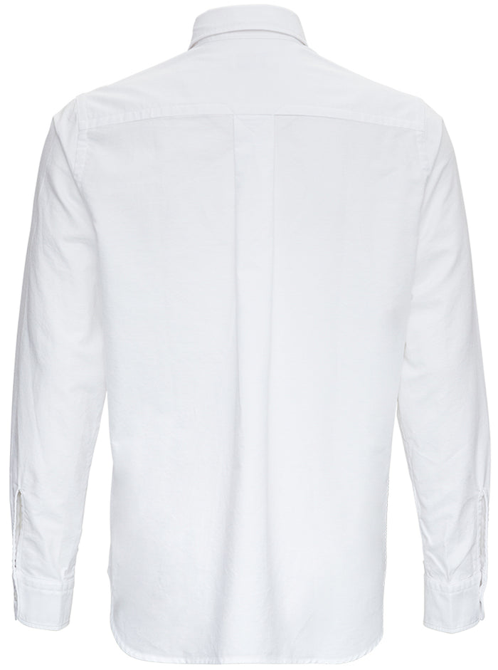 White Cotton Piquet Shirt With Button Down Collar And Tiger Embroidery Blouses