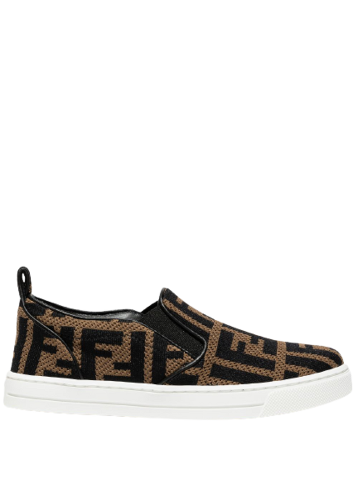 Ff Slip-On Sneakers Black And Borwn Canvas Brown Polyamide Pp