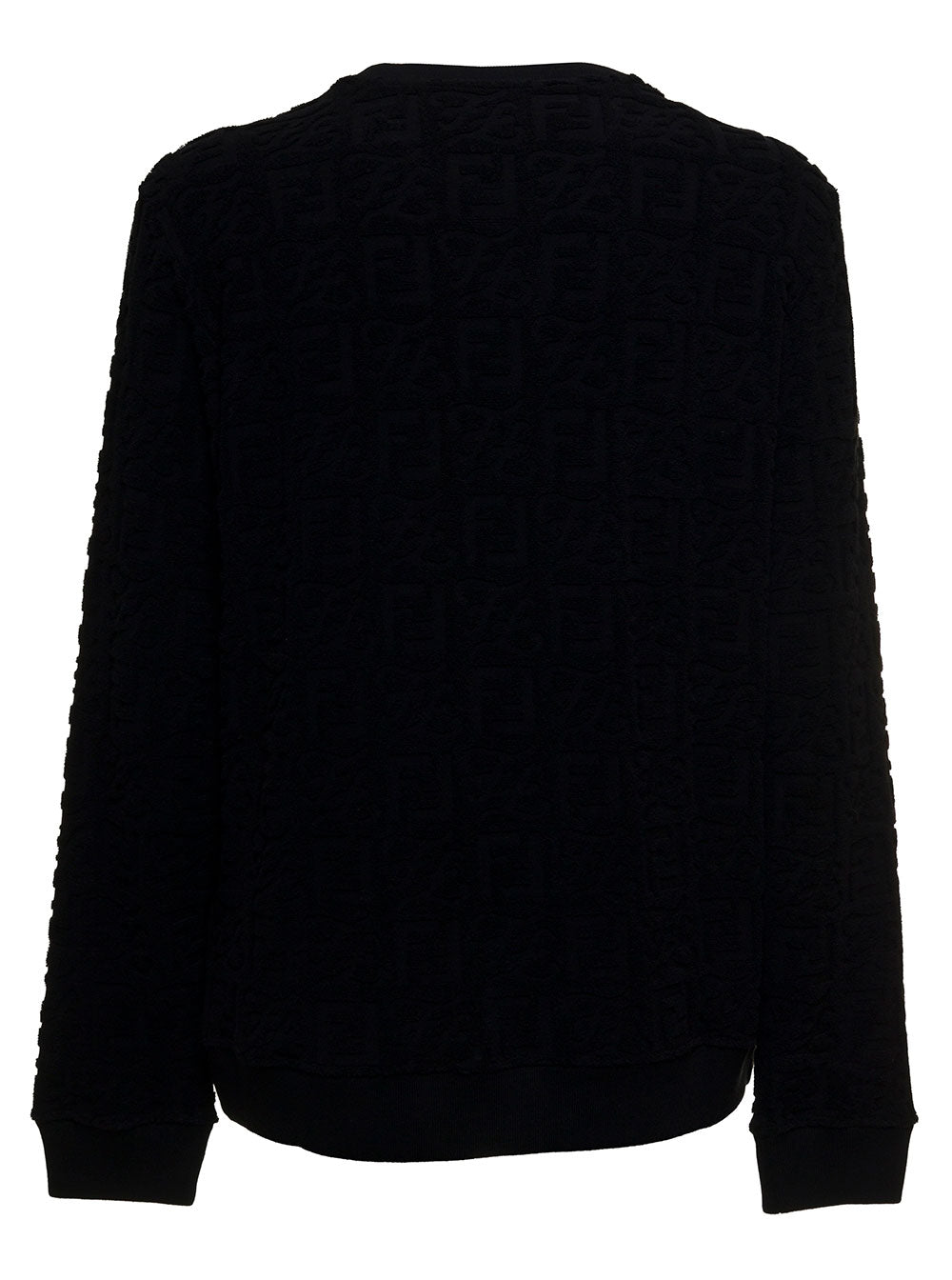 Black Ff Sponge Crew Neck Sweatshirt Cotton Polyamide Sweatshirts