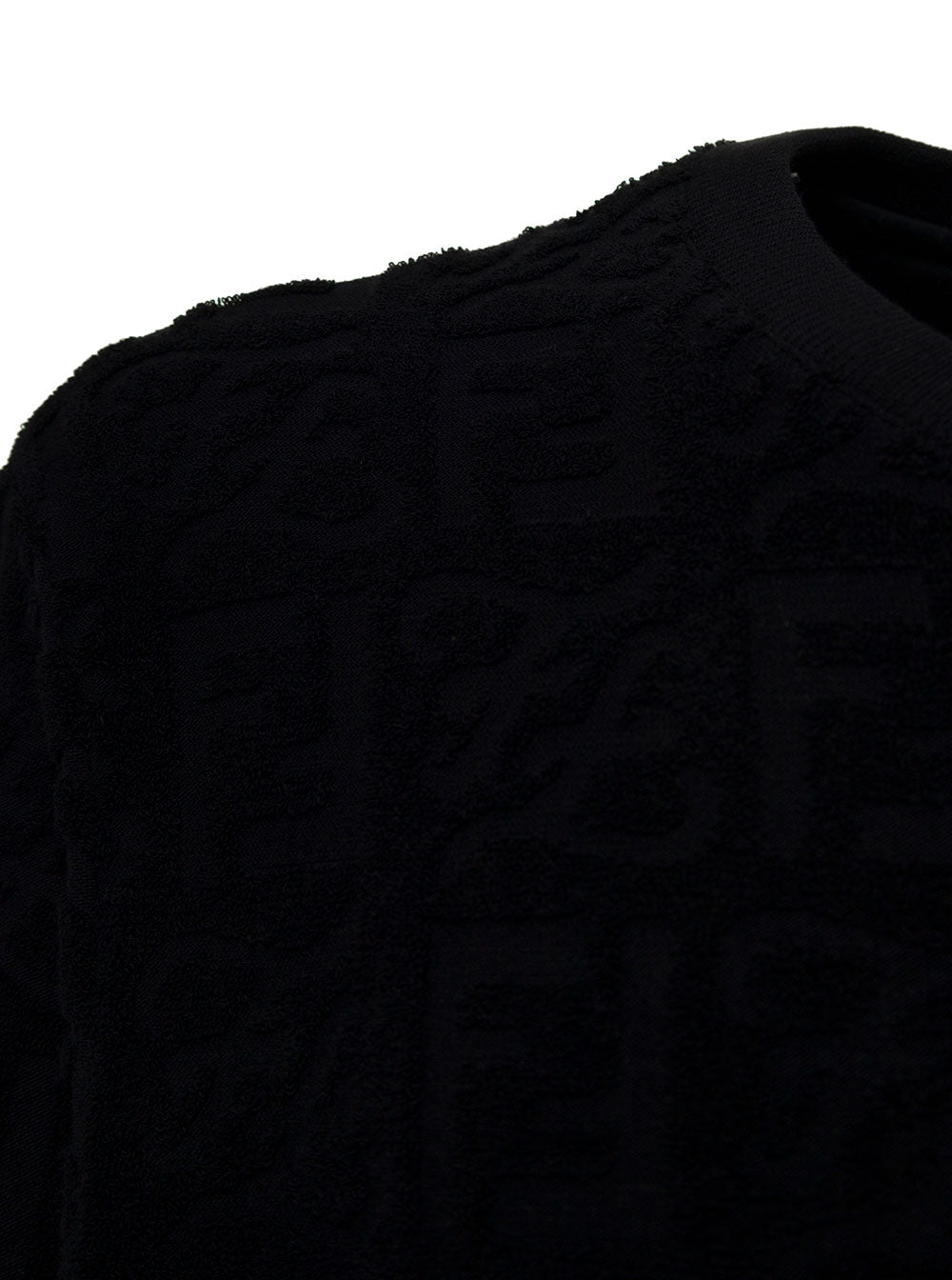 Black Ff Sponge Crew Neck Sweatshirt Cotton Polyamide Sweatshirts
