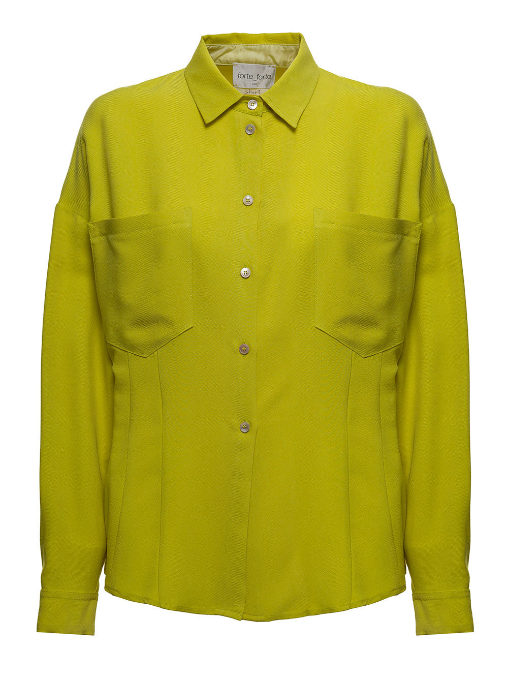 Lime Green Twill Shirt With Pockets Cupro And Blouses