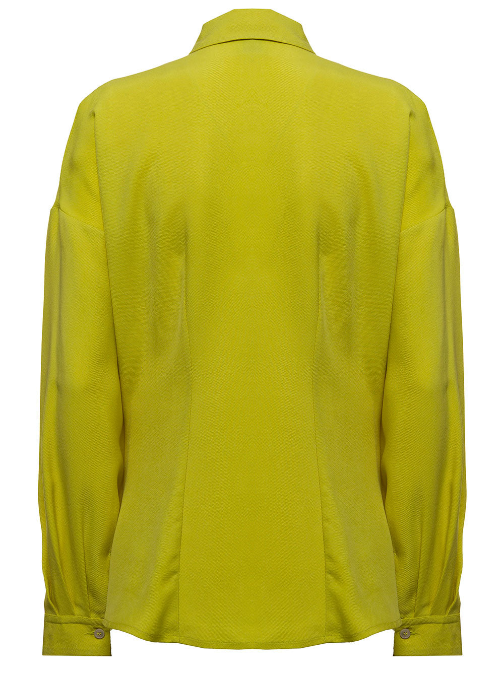 Lime Green Twill Shirt With Pockets Cupro And Blouses