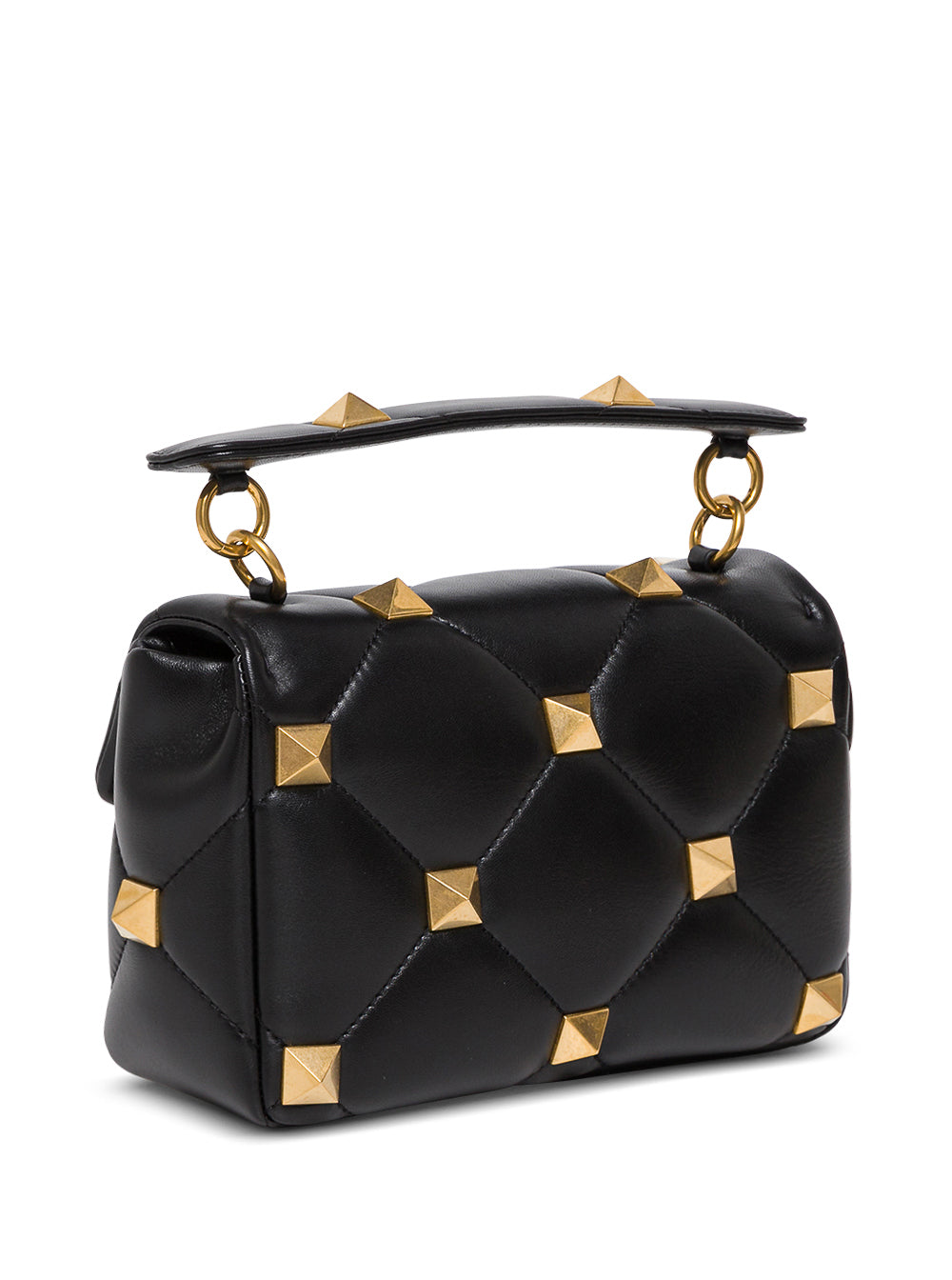 Valentino Garavani Womans Roman Stud Black Leather Crossbody Bag