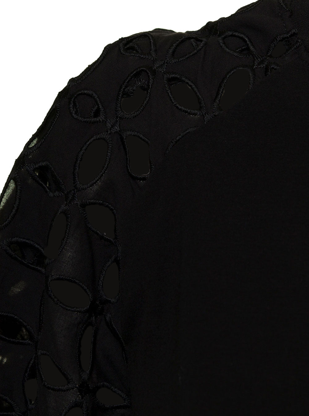 Black Cotton T-Shirt With Sangallo Short Sleeves Elastane Tshirts And Polo Shirts