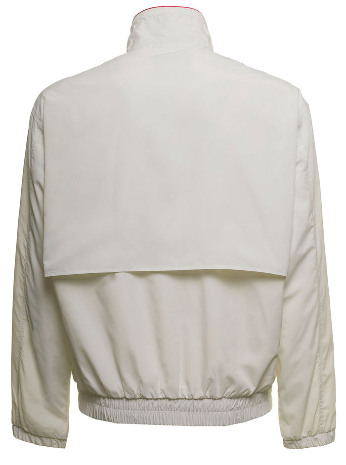 White Printed Nylon Sweatshirt With Logo Polyester Sweatshirts