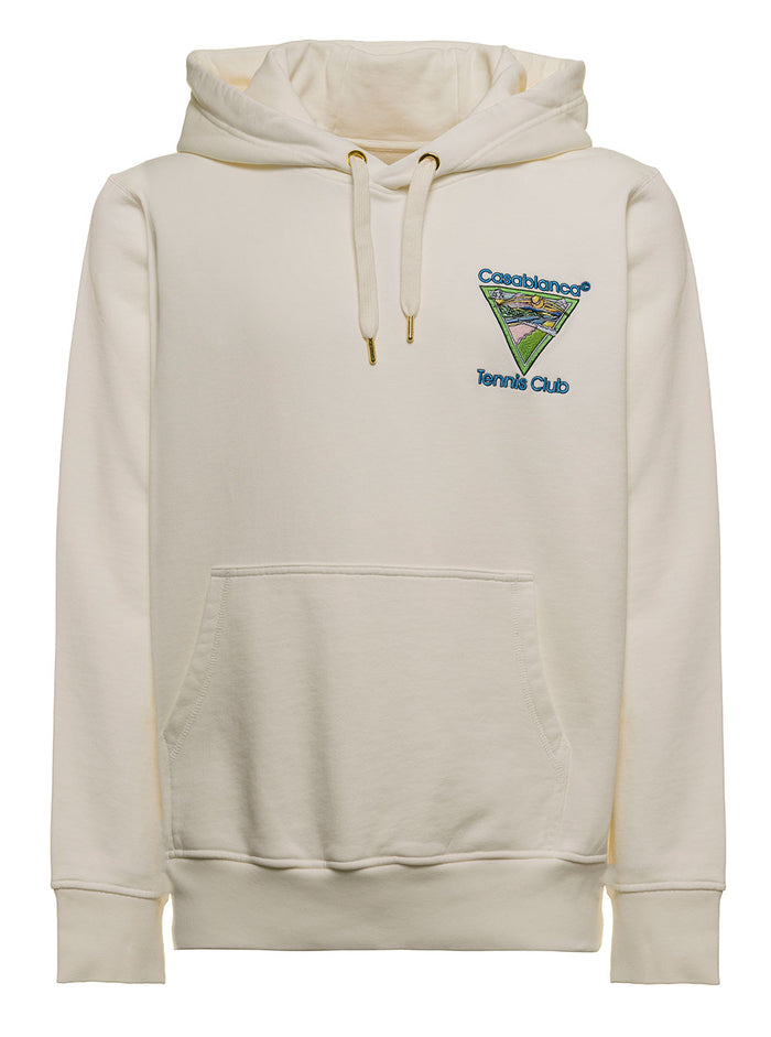 White Cotton Hoodie With Logo Organic Sweatshirts