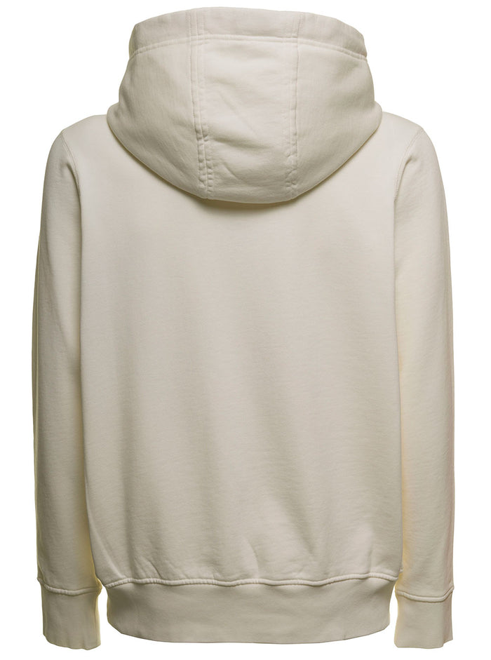 White Cotton Hoodie With Logo Organic Sweatshirts