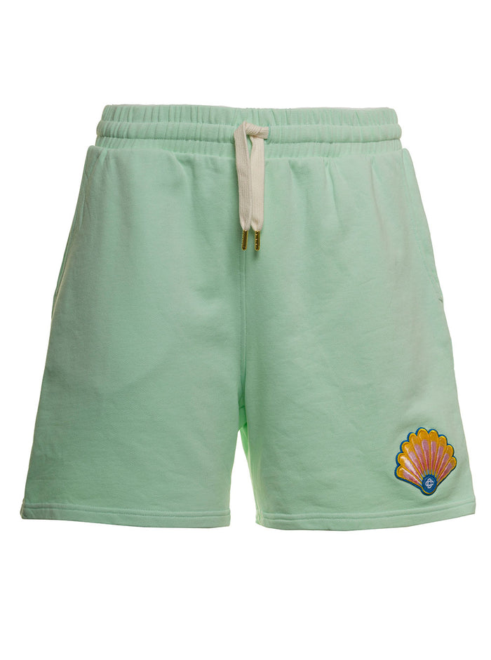 Green Organic Cotton Bermuda Shorts With Logo And
