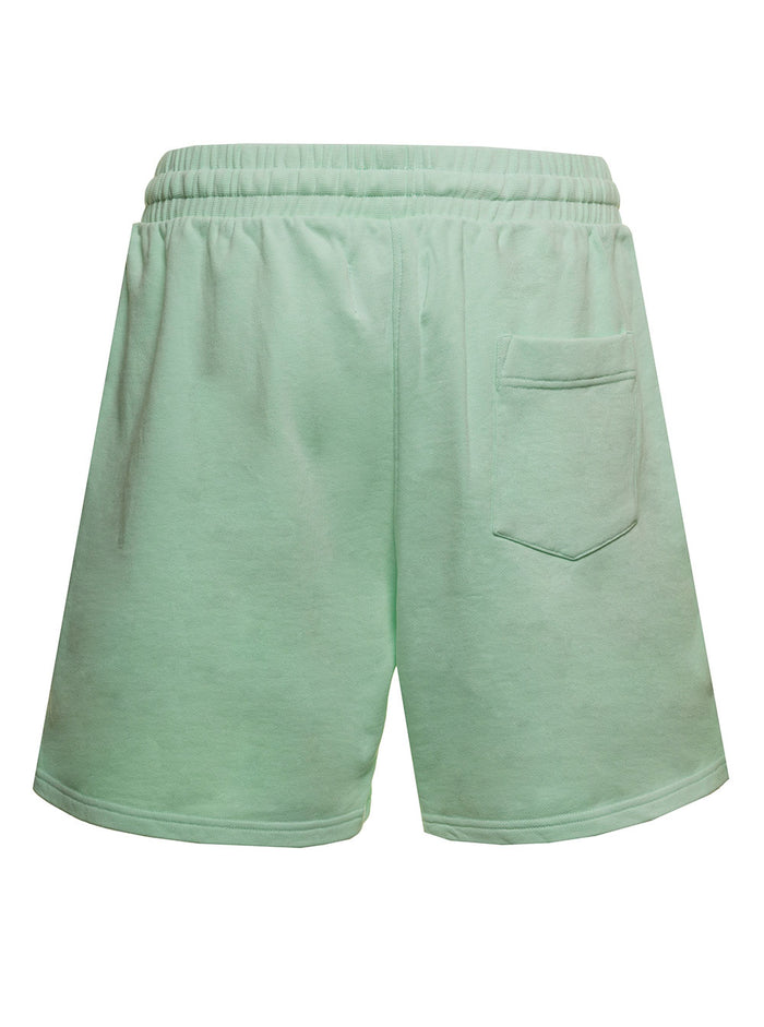 Green Organic Cotton Bermuda Shorts With Logo And