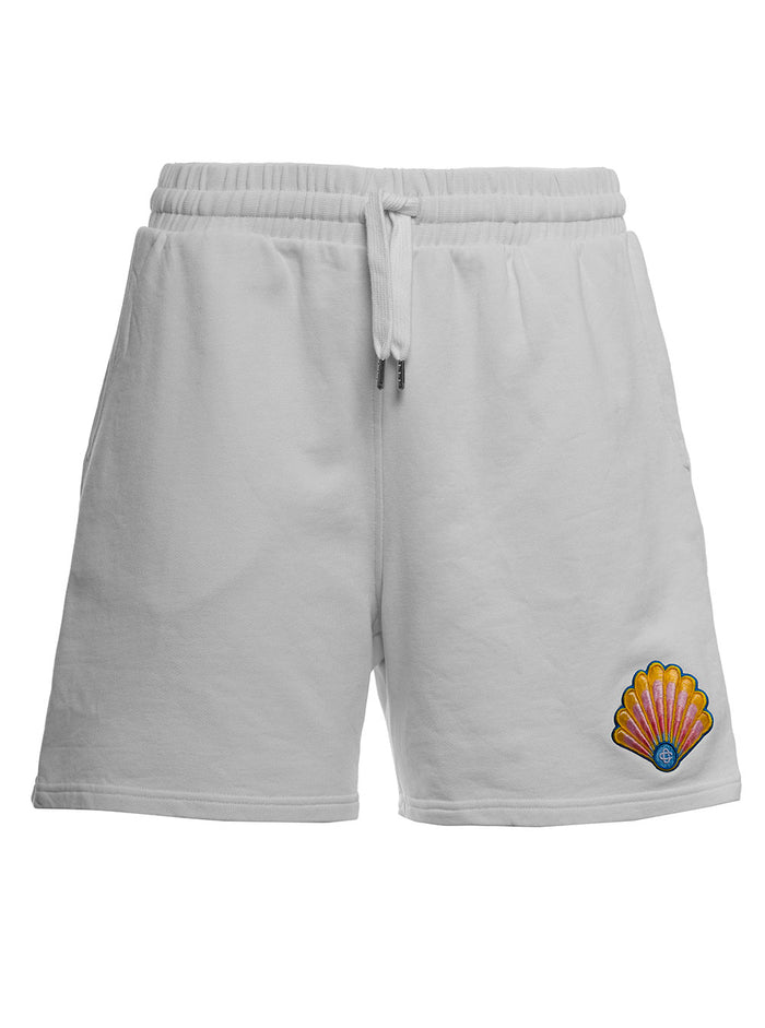 White Organic Cotton Bermuda Shorts With Logo And